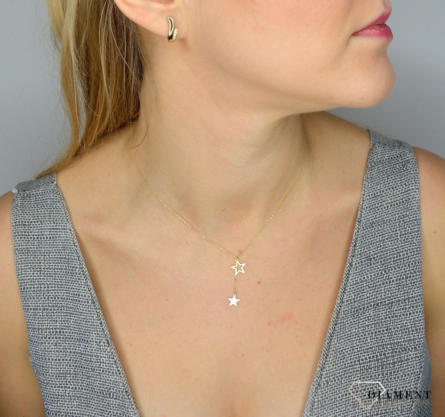 Naszyjnik złoty próby 585 gwiazdki NA 2058  ✓Złote Naszyjniki Damskie w Sklepie z Biżuterią zegarki-diament.pl.jpg